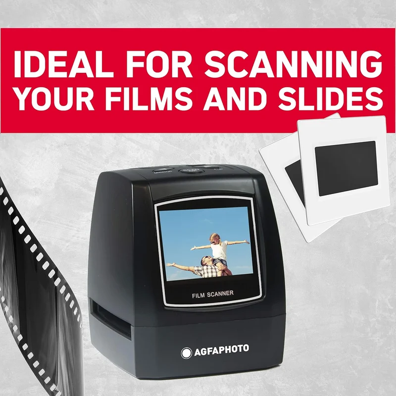 AGFA PHOTO Realiview AFS100 Digital-Scanner + 1 SD-Karte 32 GB – Filmscanner, Negative 35 mm/135 mm