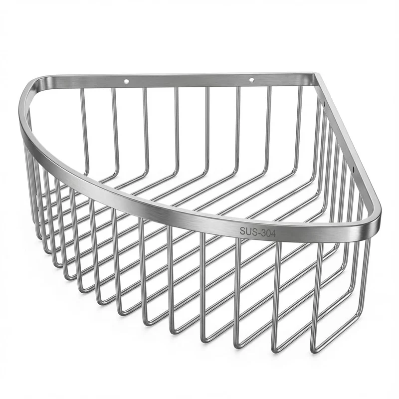 QWORK® Duschablage Ecke, Duschregal Edelstahl 304, 22,5 x 22,5 x 8,5 cm Eckregal Dusche, für Bad Küc