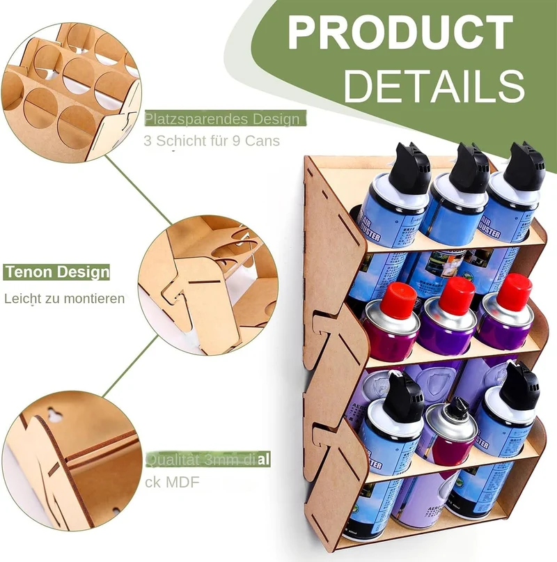 Spray Paint Storage Rack - 2er-Pack Sprühdosen Halterung, Grosser Kapazität Sprühflaschenregal, Wand