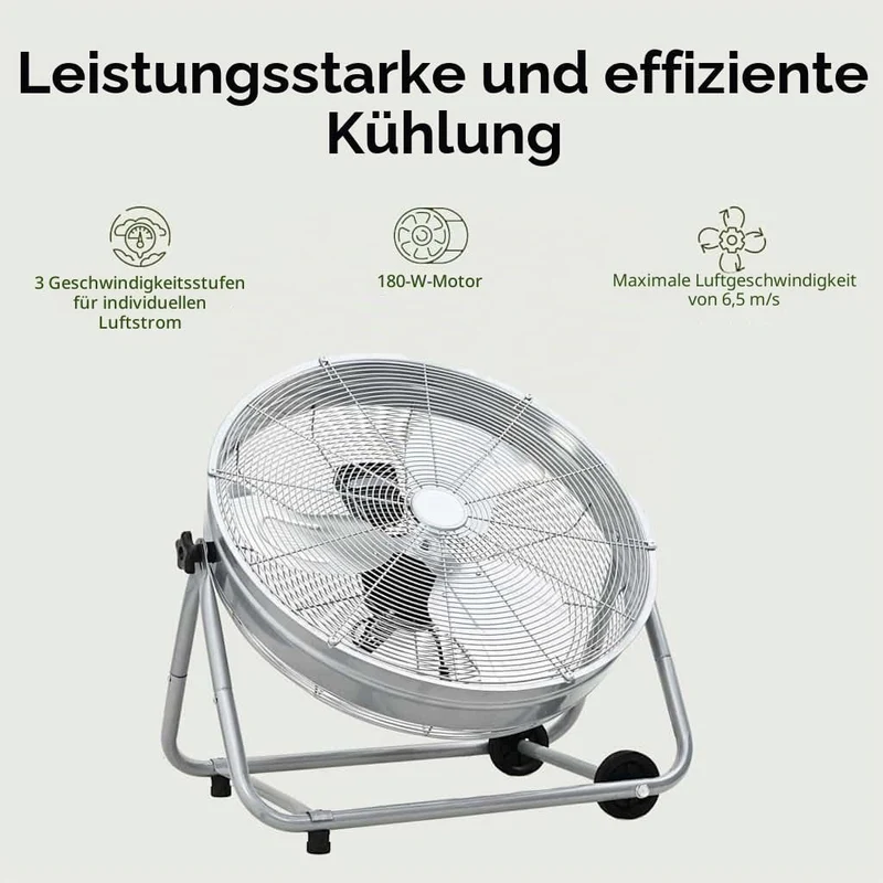 vidaXL Trommelventilator Mit Rad Silber 79 x 37 x 82 cm Aluminium, Robuster Aluminium-Ventilator, le