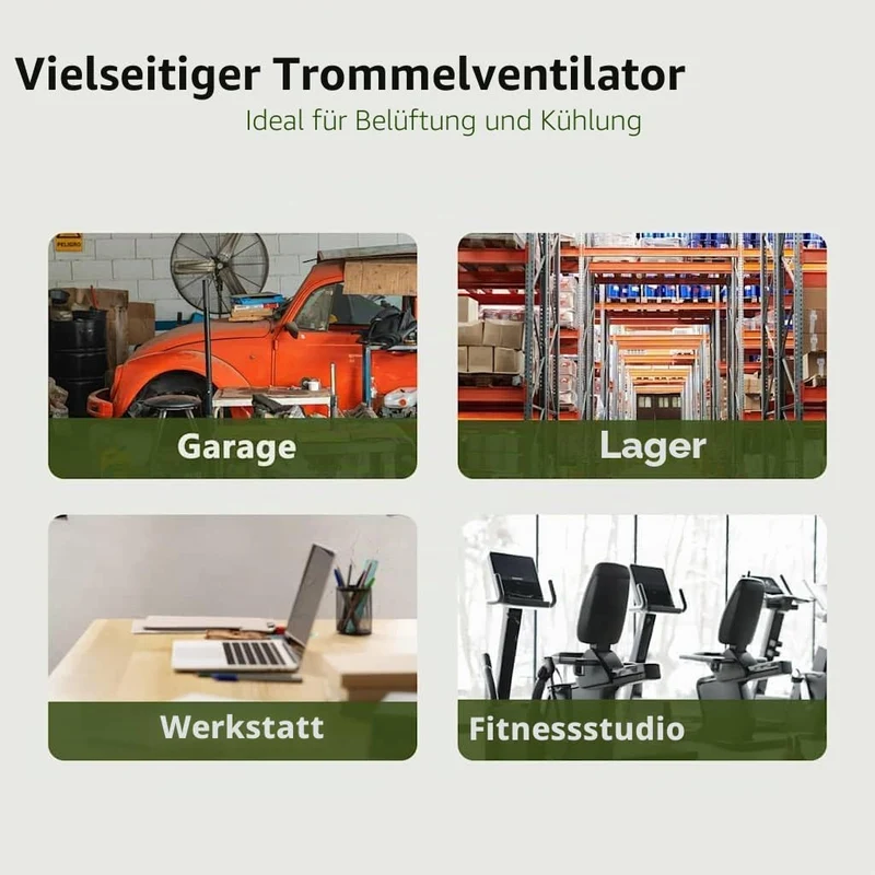 vidaXL Trommelventilator Mit Rad Silber 79 x 37 x 82 cm Aluminium, Robuster Aluminium-Ventilator, le