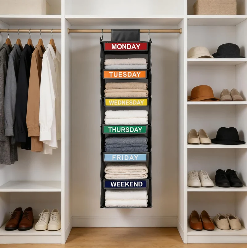 Kleiderorganizer 6 Fächer Hängend – Hängeregal aus Stoff für Schrank, Schublade oder Tür – Organisie