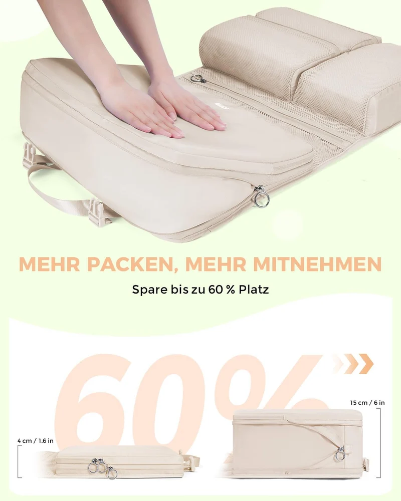 WANDF 6-in-1 Packing Cubes Koffer Organizer mit 360°-Aufhängehaken, Wasserabweisende Packwürfel Komp