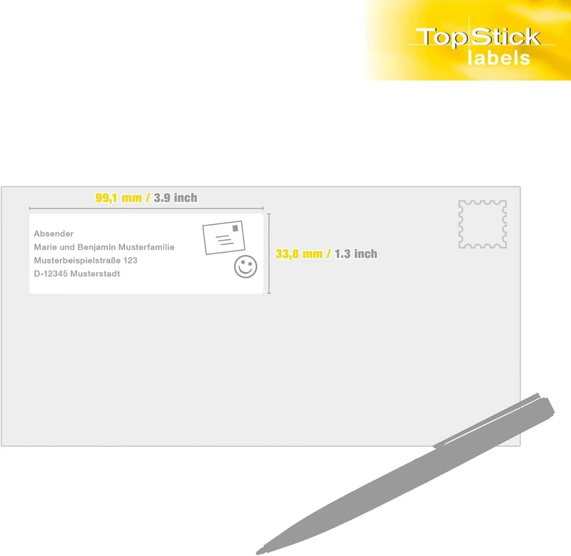 TopStick 8756 Adressetiketten, 1000 Blatt, 99,1 x 33,9 mm, 16 Stück pro A4 Bogen, 16000 Aufkleber, s