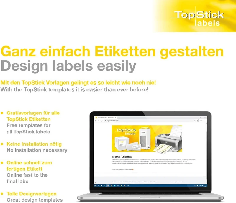 TopStick 8756 Adressetiketten, 1000 Blatt, 99,1 x 33,9 mm, 16 Stück pro A4 Bogen, 16000 Aufkleber, s
