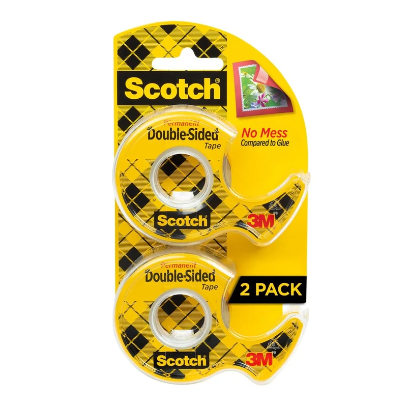 Scotch Double Sided Tape with Dispenser, 1/2 x 400 Inches, 2 Rolls (137DM-2) by Scotch