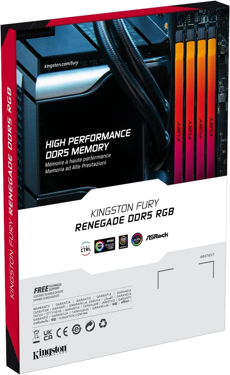 Kingston FURY Renegade Schwarz RGB XMP 96GB 6000MT/s DDR5 CL32 DIMM Desktop Gaming Speicher (Kit mit