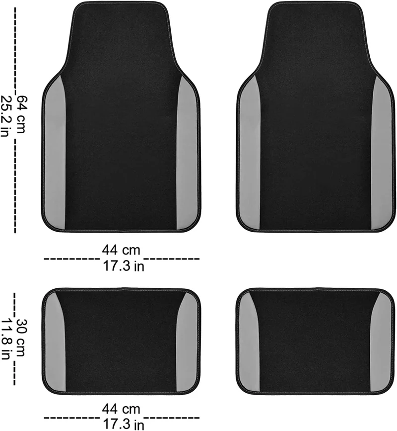 Flying Banner Universal Sitzbezug Auto Komplettset mit rutschfesten Auto-Fussmatte (Combo Set, Grau)