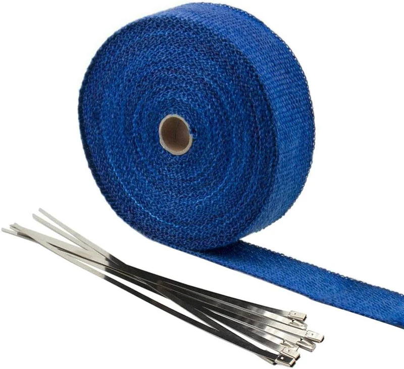 Mintice 5CM X 10M Fiberglas Blau Hitzeschutzband Auspuffband Auspuff Hitze Wickel Schild Hülle Auto