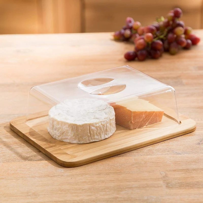 Jonas - Käseglocke / Käsedose / Käse Servierplatte / Bambus Schneidebrett - mit Deckel - Ideal für d