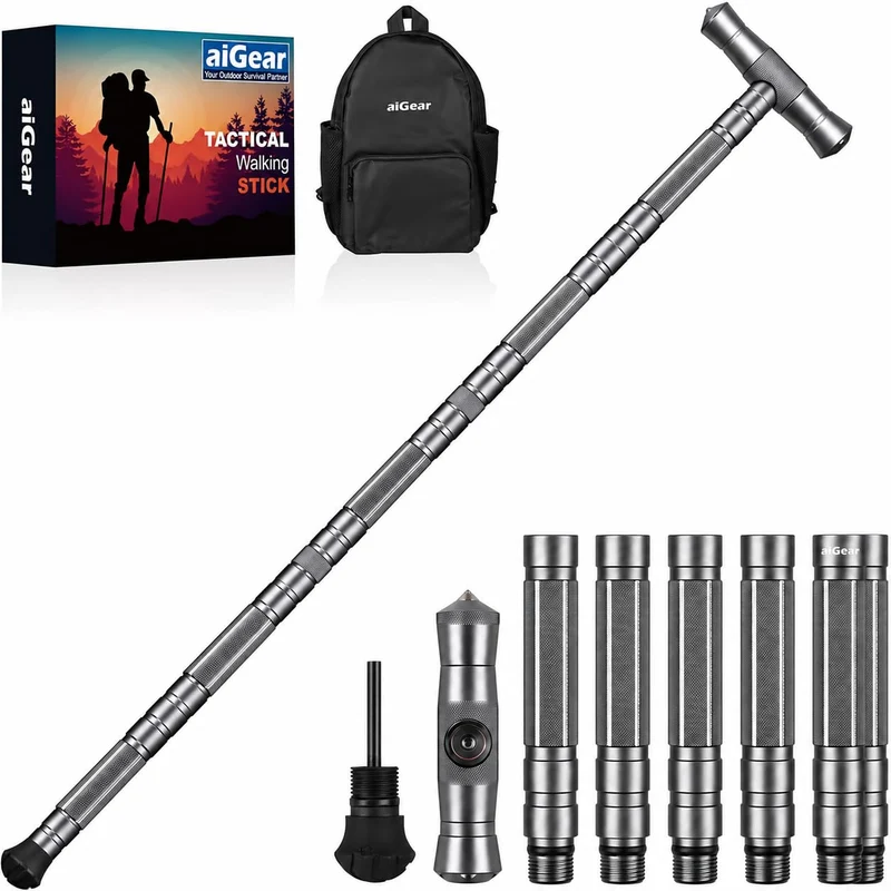 aiGear Taktischestöcke/Wanderstöcke | CNC Bearbeitete Aluminium Taktische Cane | Taktischer Stock |