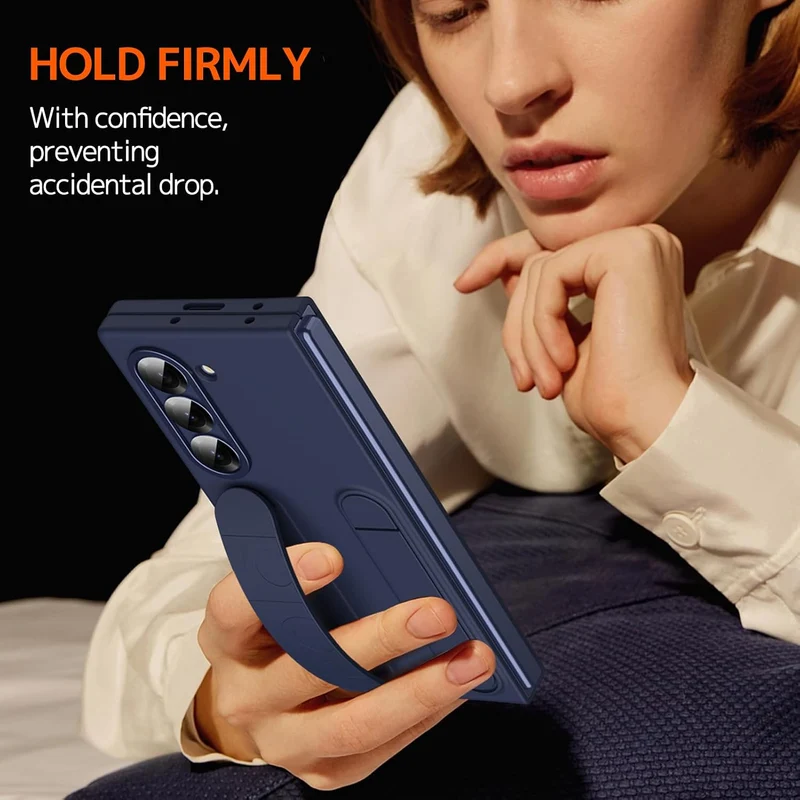 NINKI Kompatibel mit Samsung Galaxy Z Fold 5 Hülle mit Armband Samsung z fold 5 Handyhülle mit Ständ
