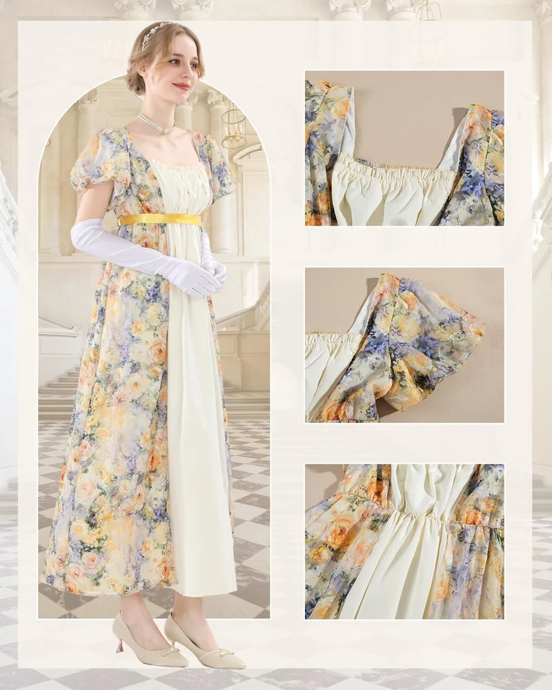 CR ROLECOS Kleider 19 jahrhundert Regency Kleider Empire Kleid Viktorianisches Kostüme für Hochzeit