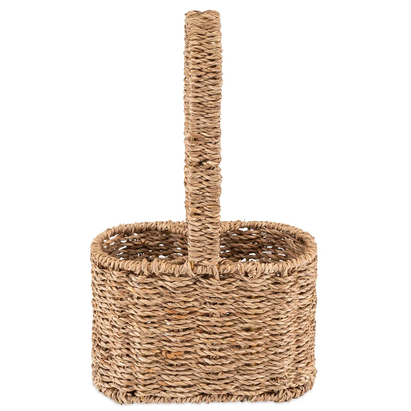 Decorasian Flaschenhalter Korb geflochten aus Seegras - Flaschenträger für 2 Flaschen 2 Flaschen Nat