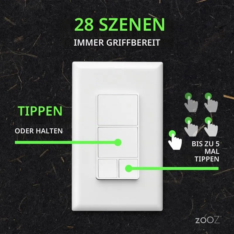 Zooz 800 Series Z-Wave Wandfernbedienung und Szenen-Controller mit grosser Reichweite ZEN37 (batteri