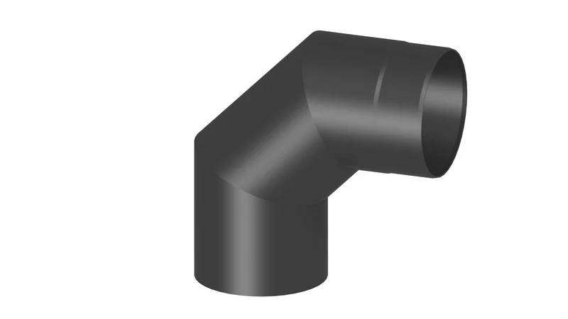 Ofenrohr Winkel 90° ohne Tür; 180mm Durchmesser, schwarz Ø 180 mm 90 Grad, Schwarz Ohne Tür, Ø 180 m
