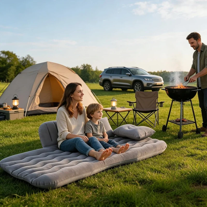 Ergocar Auto Luftmatratze Aufblasbare Matratze mit Pumpe Air Bett Camping Auto Kissen für Reisen Cam