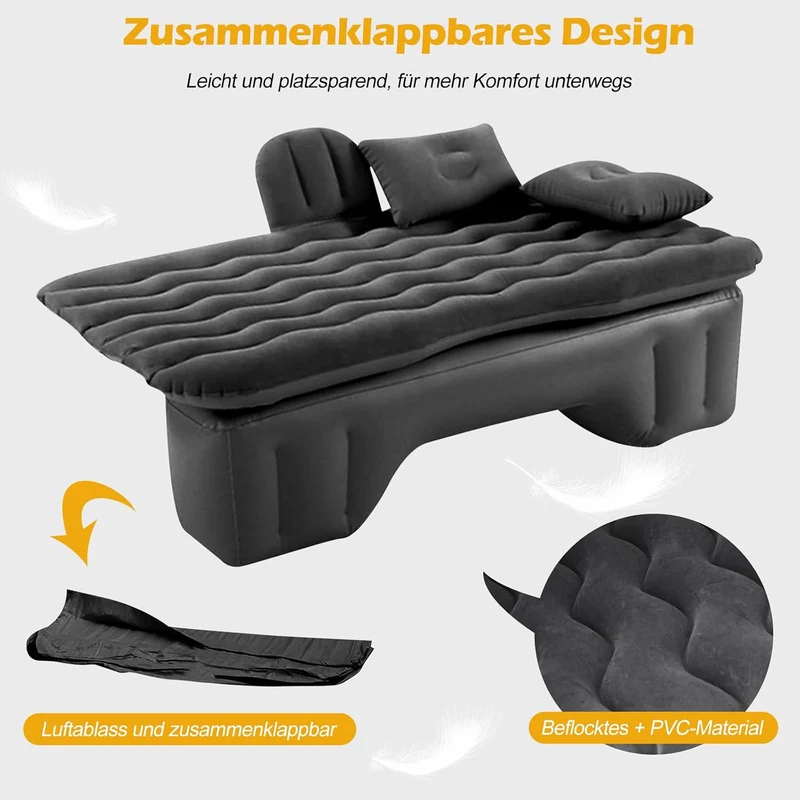 Ergocar Auto Luftmatratze Aufblasbare Matratze mit Pumpe Air Bett Camping Auto Kissen für Reisen Cam