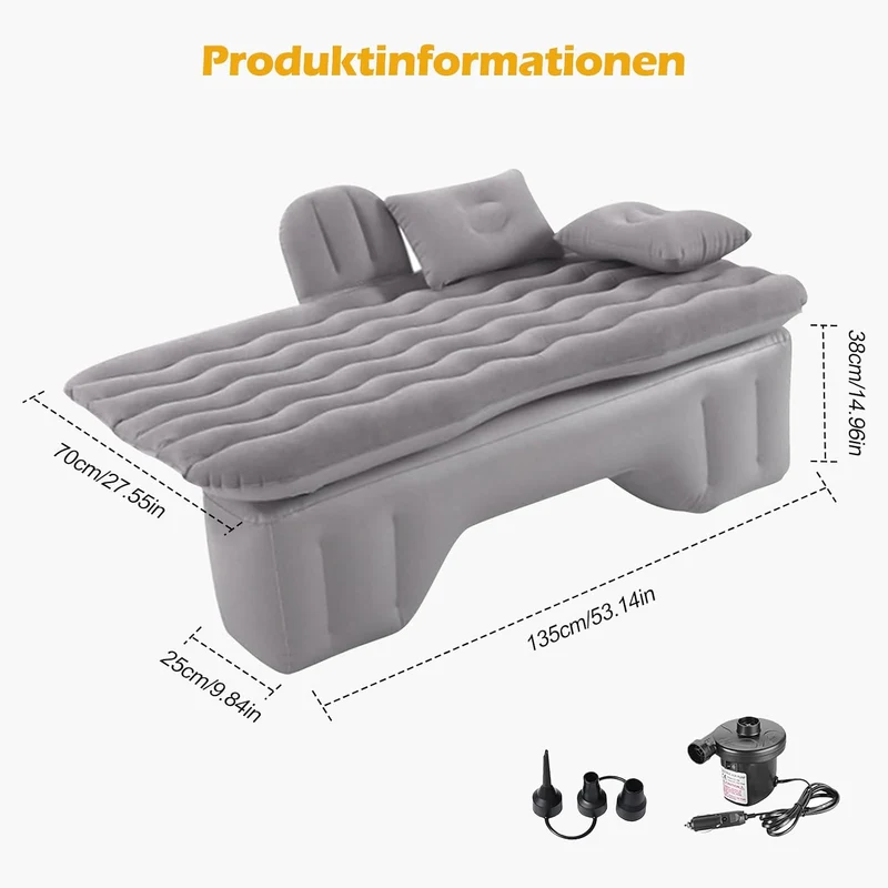 Ergocar Auto Luftmatratze Aufblasbare Matratze mit Pumpe Air Bett Camping Auto Kissen für Reisen Cam