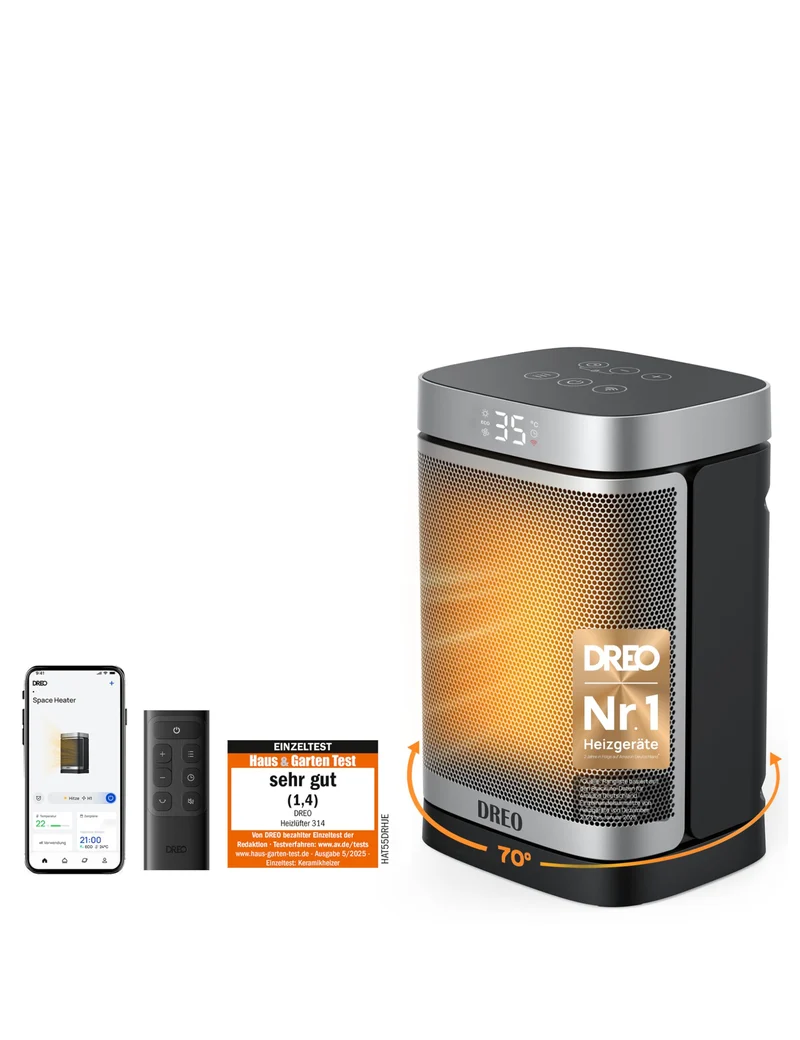 Dreo 1500W Smarte Raumheizungen für den Innenbereich tragbare Heizung, WiFi Alexa & Google Assistant