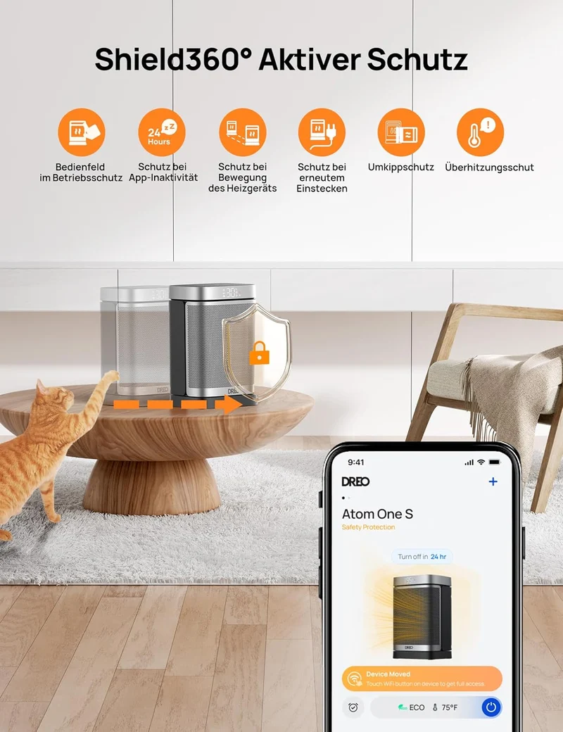 Dreo 1500W Smarte Raumheizungen für den Innenbereich tragbare Heizung, WiFi Alexa & Google Assistant