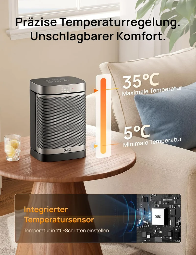 Dreo 1500W Smarte Raumheizungen für den Innenbereich tragbare Heizung, WiFi Alexa & Google Assistant