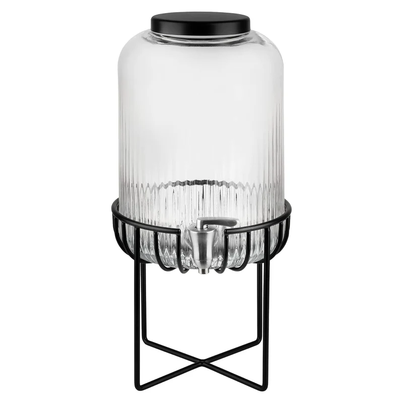 APS 10451 Getränkespender "URBAN", 7 Liter, Glasbehälter, Edelstahl Zapfhahn, Anitrutschmatte aus Si