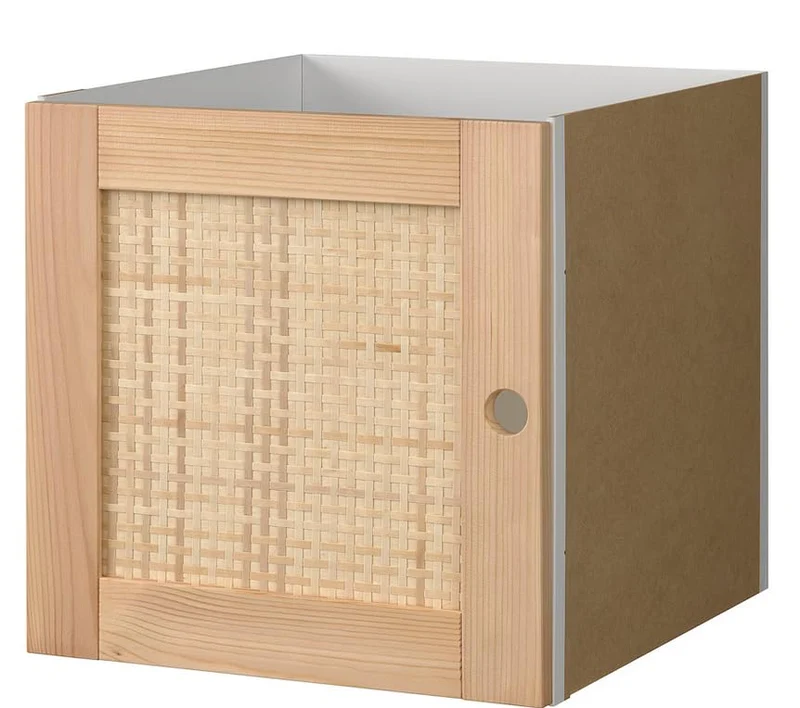 Generisch Einsatz mit Tür Kiefer/Pappelgeflecht, Rattan Look 33x33 (IKE 206.111.32) für Kallax Regal