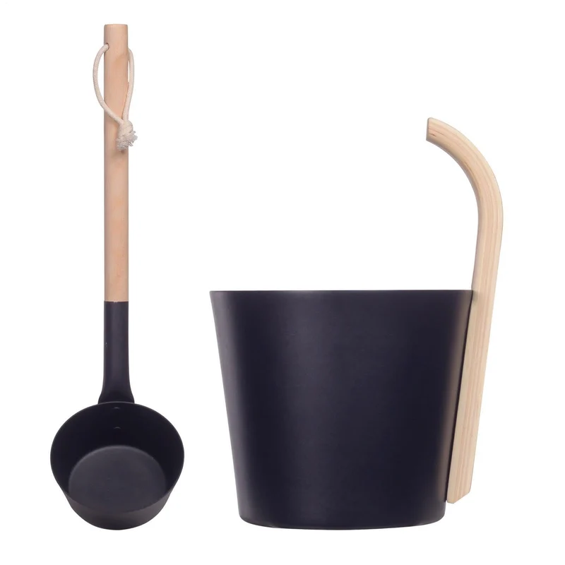 Sauna Bucket Set, Aluminium Saunakübel Mit Kelle Und Sanduhr, 7L Sauna Komplett Set Sauna Eimer, Spa
