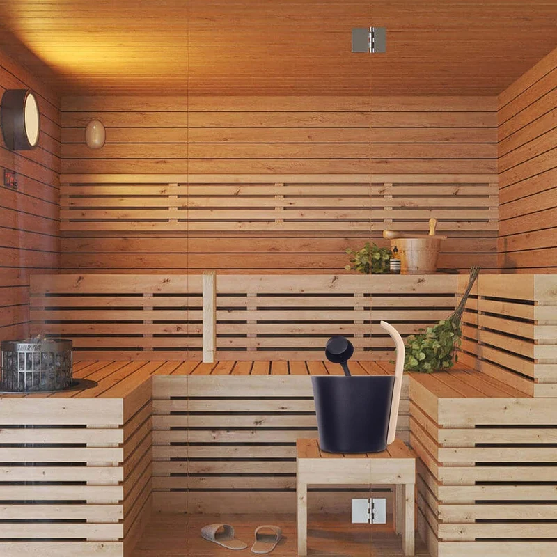Sauna Bucket Set, Aluminium Saunakübel Mit Kelle Und Sanduhr, 7L Sauna Komplett Set Sauna Eimer, Spa