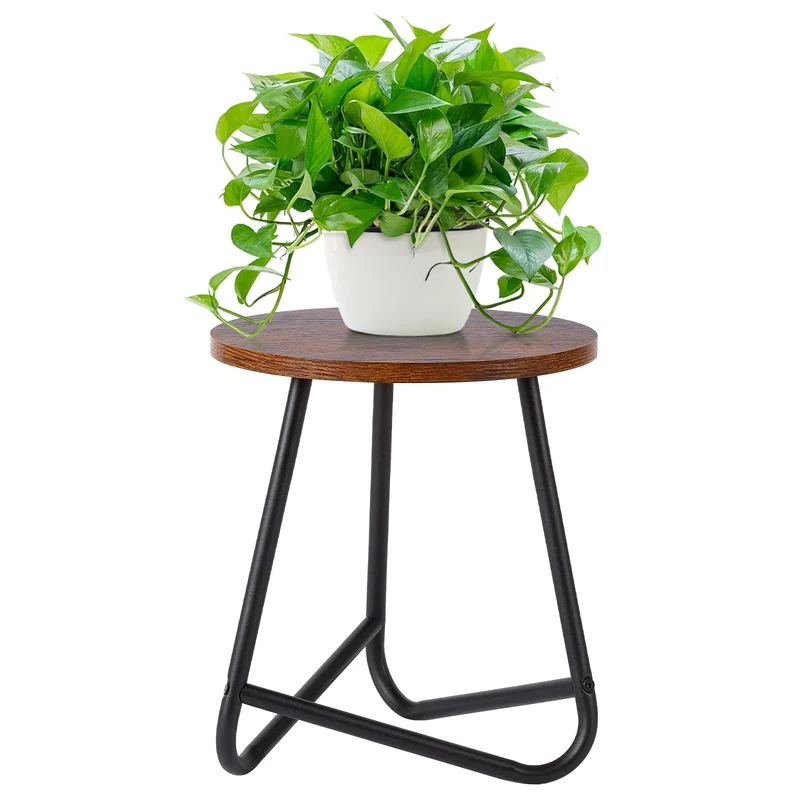 HDANI 35cm Rund Pflanzenständer,Blumenständer,Pflanzenregal aus Holz und Metall,Modernes Regal für Z