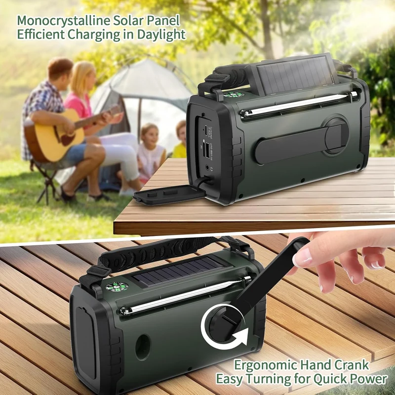 27000mAh DAB+/FM Notfallradio mit Powerbank – Tragbares Solar- & Kurbelradio mit Bluetooth 5.3, SOS,
