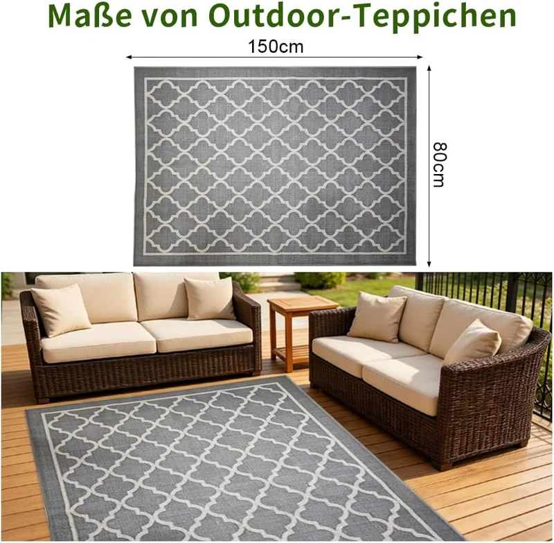 RV MURTS Outdoor Teppich Wetterfest, Leichtgewicht Camping Teppich, Aussenteppich Wasserdichter für
