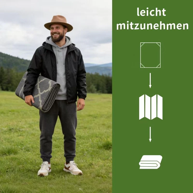 RV MURTS Outdoor Teppich Wetterfest, Leichtgewicht Camping Teppich, Aussenteppich Wasserdichter für