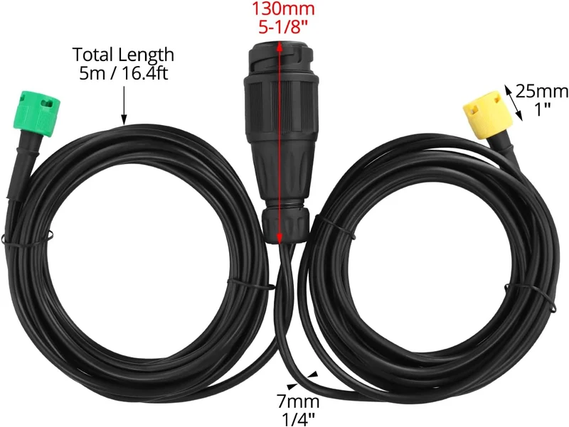 QWORK® 5 Meter Kabelsatz für Anhänger, 13-polig Stecker auf 2X 5-polig Stecker, für Anhängerbeleucht