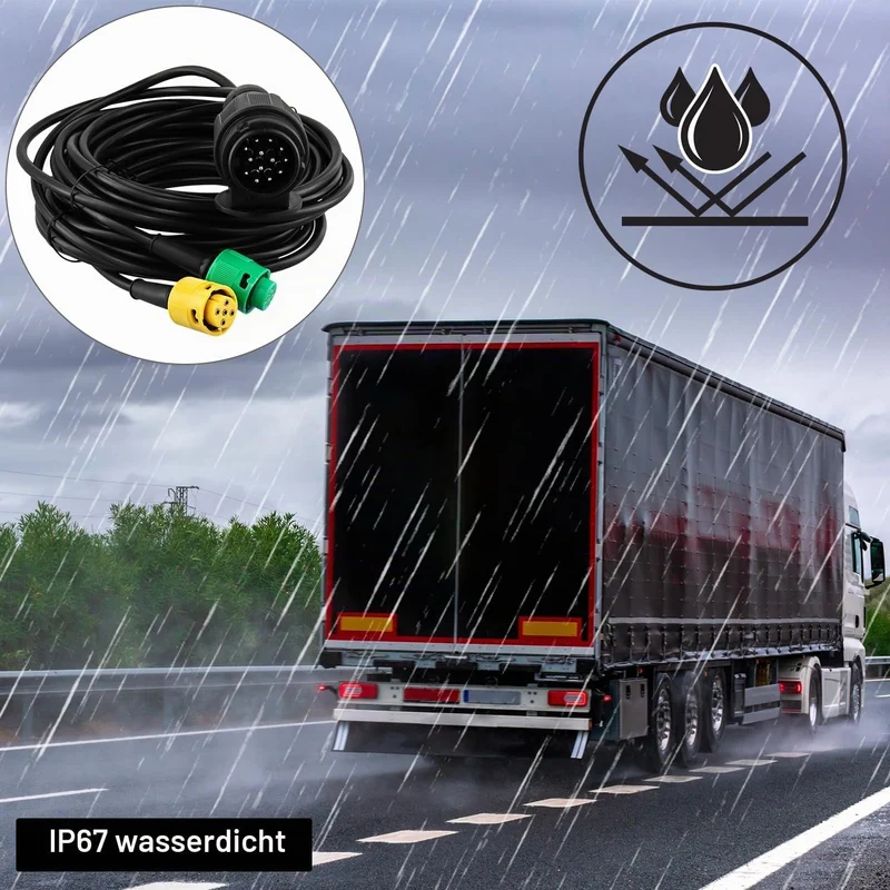 QWORK® 5 Meter Kabelsatz für Anhänger, 13-polig Stecker auf 2X 5-polig Stecker, für Anhängerbeleucht