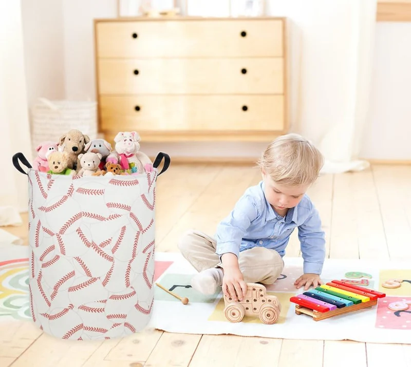 Faltbarer Wäschekorb für Kinder, Baseball-Wäschekorb für Jungen für Zuhause, Büro, Spielzeug-Organiz