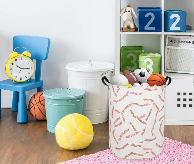 Faltbarer Wäschekorb für Kinder, Baseball-Wäschekorb für Jungen für Zuhause, Büro, Spielzeug-Organiz