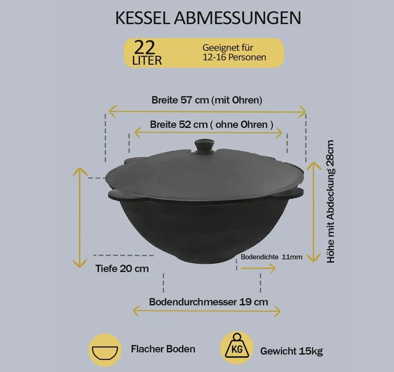 Kazan, Gusseisen Kazan, Topf, Gusseisen Topf, Kessel, чугуный казан, казан, Kasan 22l, 22