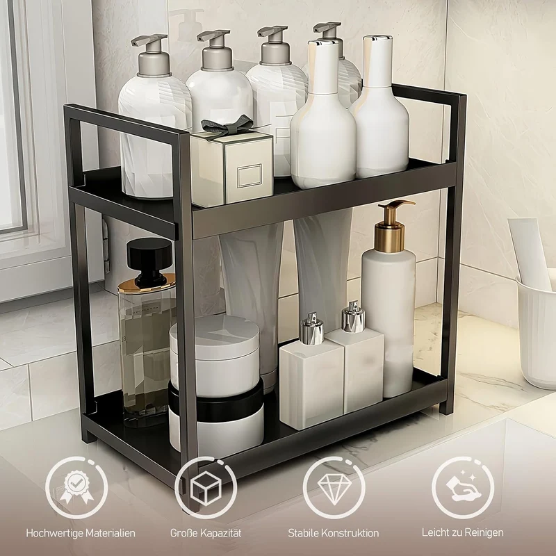 HARLIANGXY Make up Organizer Gross, Kosmetik Organizer Schwarz, Parfüm Aufbewahrung, Skincare Organi