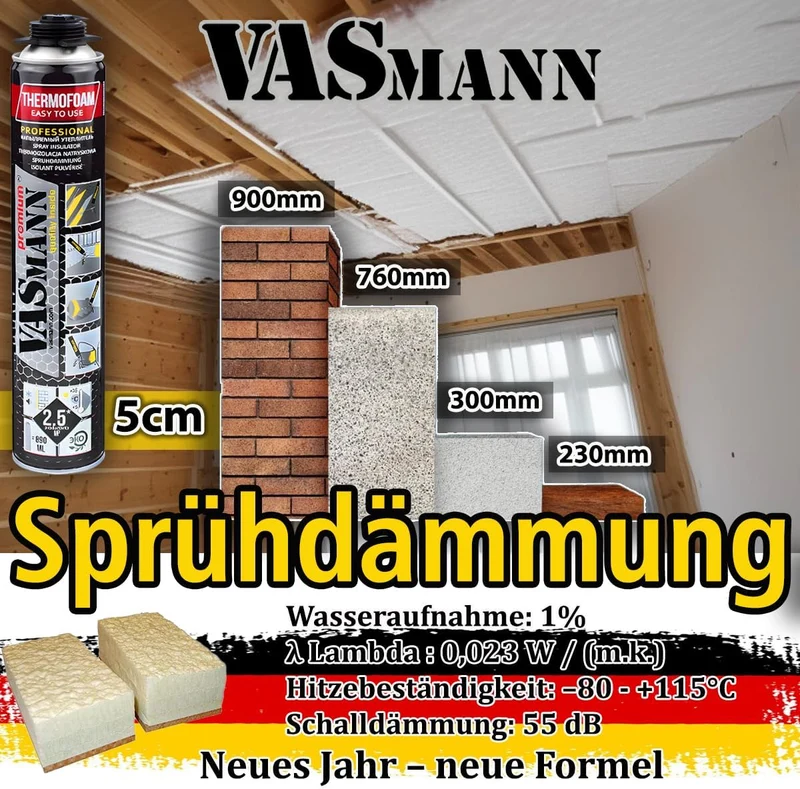 Sprühdämmung / Sprühisolierung Dachdämmung 1Dose-890ml Kellerdeckendämmung Zwischensparrendämmung Wä