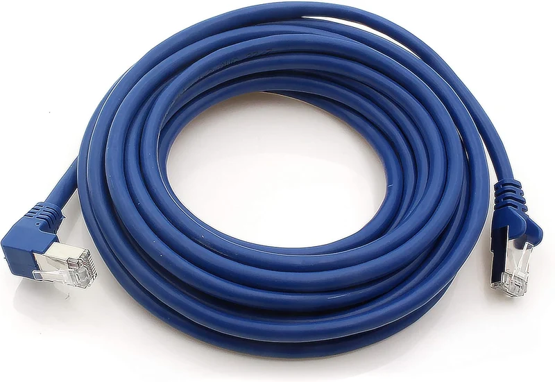1aTTack.de 366223 Cat.6 Netzwerkkabel Winkel 90 Grad 5m - blau - 10 Stück - Cat6 Patchkabel (SFTP PI