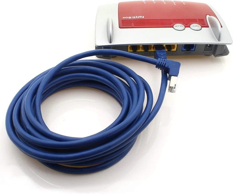 1aTTack.de 366223 Cat.6 Netzwerkkabel Winkel 90 Grad 5m - blau - 10 Stück - Cat6 Patchkabel (SFTP PI