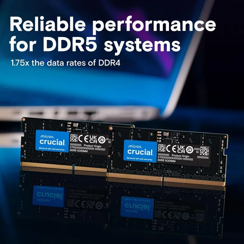 Crucial RAM 16GB Kit (2x8GB) DDR5 5600MHz (oder 5200MHz oder 4800MHz) Laptop Arbeitsspeicher CT2K8G5