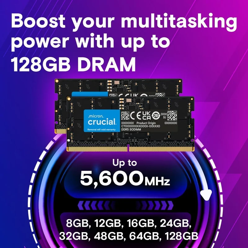 Crucial RAM 16GB Kit (2x8GB) DDR5 5600MHz (oder 5200MHz oder 4800MHz) Laptop Arbeitsspeicher CT2K8G5