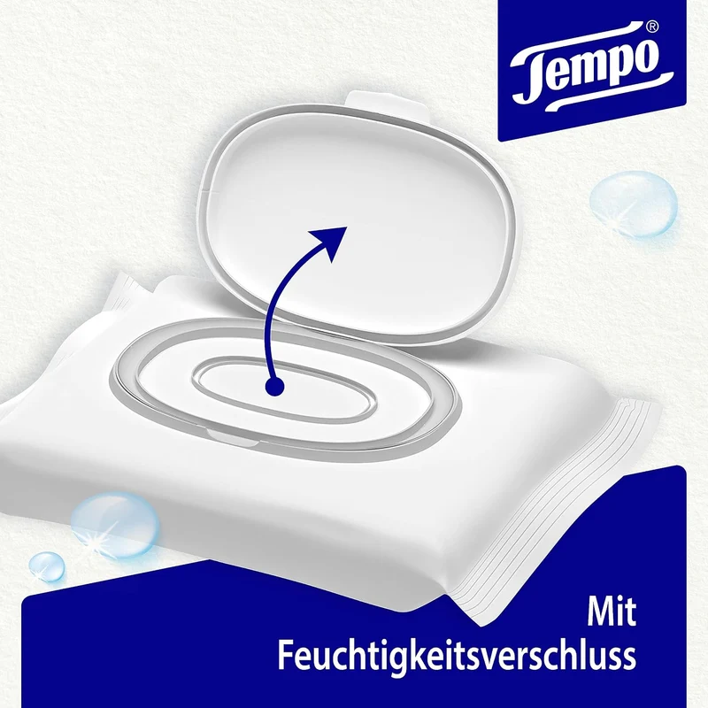 TEMPO Feuchtes Toilettentuch, Sanft&pflegend, 16 Stück, Grosspackung 16 Pack x 42 Tücher Sanft & Sen