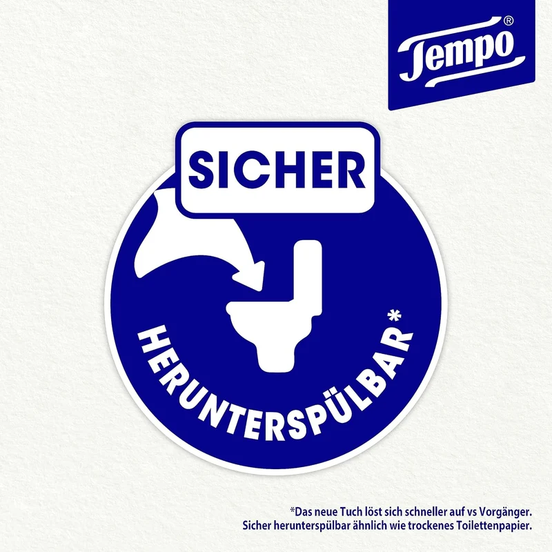 TEMPO Feuchtes Toilettentuch, Sanft&pflegend, 16 Stück, Grosspackung 16 Pack x 42 Tücher Sanft & Sen