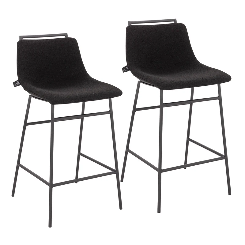 B-Ware 2er Set CAMILLE Barhocker Boucle Schwarz