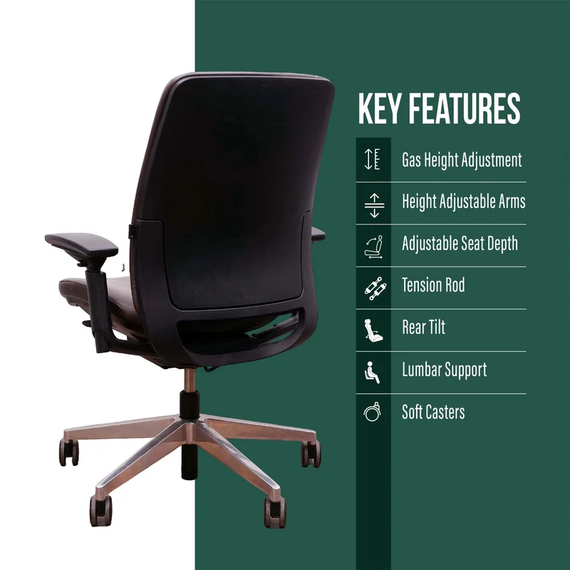 Steelcase Amia Brown Leather - Platinum Frame (Refurbished)
