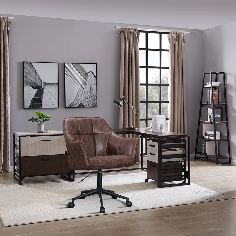 B-Ware Schreibtischstuhl Vintage Kunstleder Braun